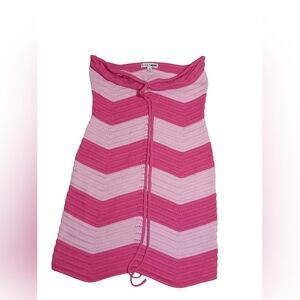 Fashion Nova Pink Chevron Midi Dress